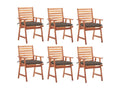 Lumenao 6-Piece Outdoor Dining Chairs with Cushions, Solid Wood, ZYCC54057