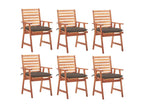 Lumenao 6-Piece Outdoor Dining Chairs with Cushions, Solid Wood, ZYCC54057
