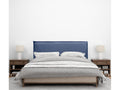 Lumenao Plain Natural Linen Headboard with Piping 135x105cm with Legs for 120/135cm Beds - Navy Blue DZNI86286