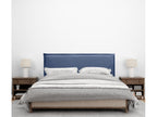 Lumenao Plain Natural Linen Headboard with Piping 135x105cm with Legs for 120/135cm Beds - Navy Blue DZNI86286