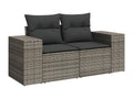 2-seater garden sofa with grey woven resin cushions HEGV37016