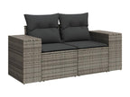 2-seater garden sofa with grey woven resin cushions HEGV37016