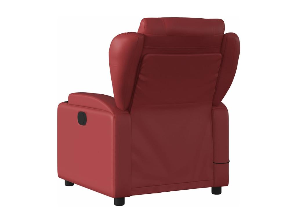 Reclining massage chair, burgundy red faux leather, ZYMY00424