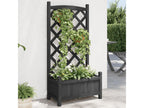 Planter with black trellis, solid fir wood WPIH47727
