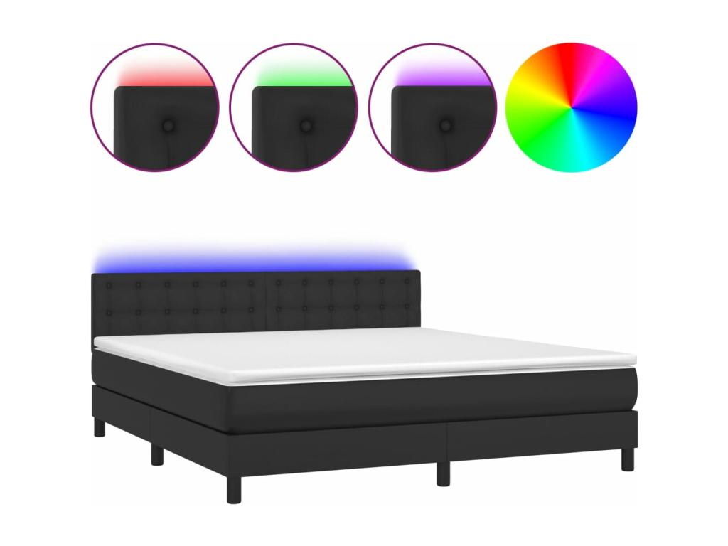 Lumenao bed base with mattress and LED, black, 180x200 cm, PPEL95587