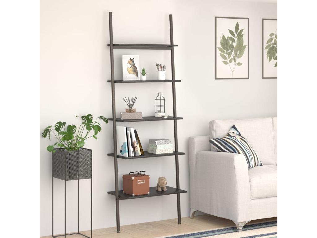 5-Tier Slanted Shelf, Black, 64x34x185.5 cm EXSH06060
