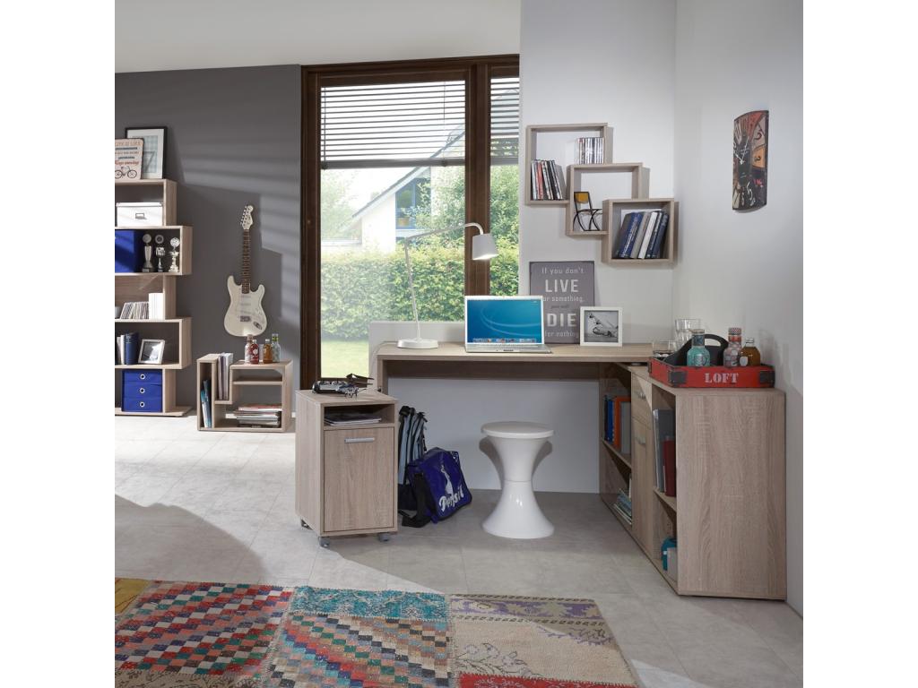 Wall Shelf with 3 Compartments, 65cm, Oak, WYII89630