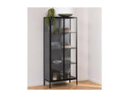 Scandinavian-style black metal display cabinet with 2 glass doors - Lumenao QNHS88796