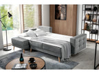 Convertible corner sofa - Lumenao VELVET - in quality fabric, 5-seater grey, left-hand corner (front view) JLOE32281