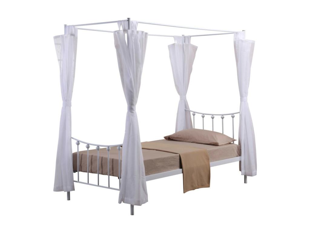Canopy bed 90x200 cm metal AMORE collection white color – 208x190x96 cm PKND16501