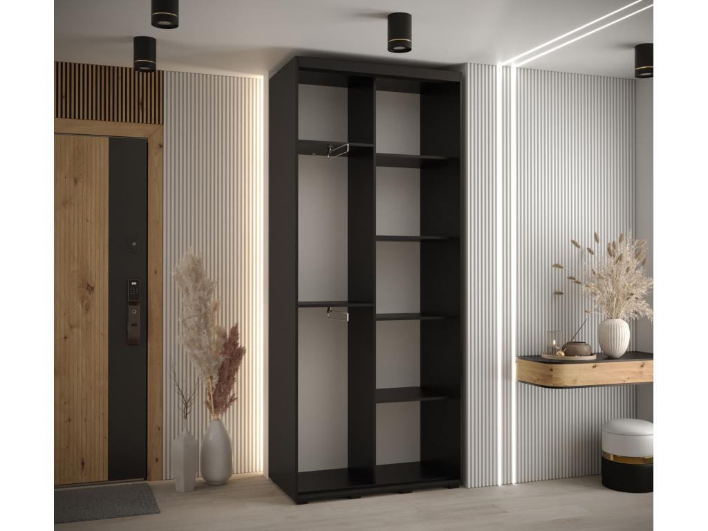 Lumenao 7 Sliding Door Wardrobe 235.2/100/45 2 Doors Black/White/Black MJML73903