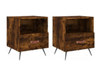 2-piece bedside tables, smoked oak, 40x35x47.5cm, engineered wood, AOAQ90061