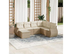 7-piece beige woven resin garden furniture set with cushions AYEV99102