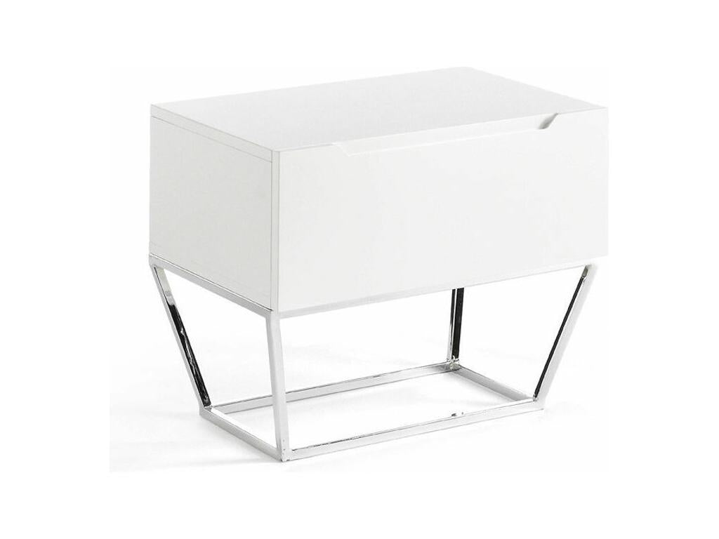 Lumenao designer side table with 1 lacquered drawer and chrome steel legs - Grape color YPEV85293