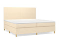 Upholstered bed base with mattress, Cream, 200x200 cm, Fabric TUJQ69067