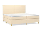 Upholstered bed base with mattress, Cream, 200x200 cm, Fabric TUJQ69067