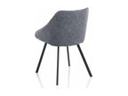 Lumenao chair with blue-grey faux leather armrests and black metal legs - Set of 2 QKJE43366