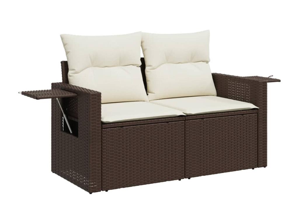 8-piece garden furniture set with brown resin wicker cushions KJUZ71534