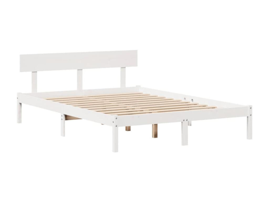 White bed frame without mattress, 160x200 cm, solid pine wood, EJGA33600