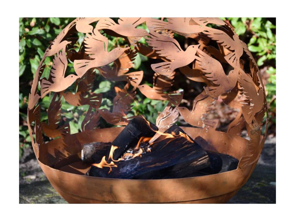 Laser-cut fireplace Birds Rust NNYQ53631