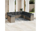 11-piece garden furniture set with grey resin wicker cushions FCWD41350