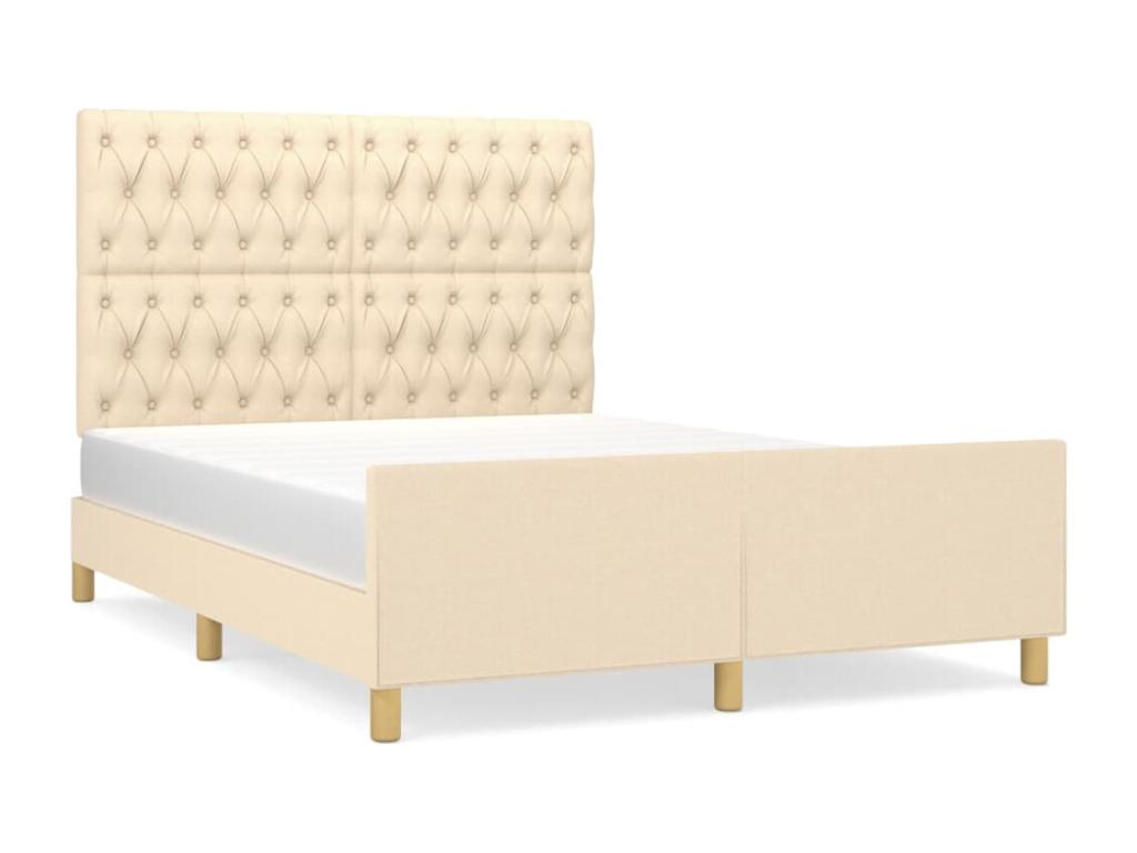 Bed frame without mattress, cream color, 140x200 cm, fabric YCXV15805