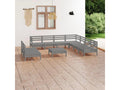 10-piece garden furniture set, solid pine wood, grey, UMMN41499