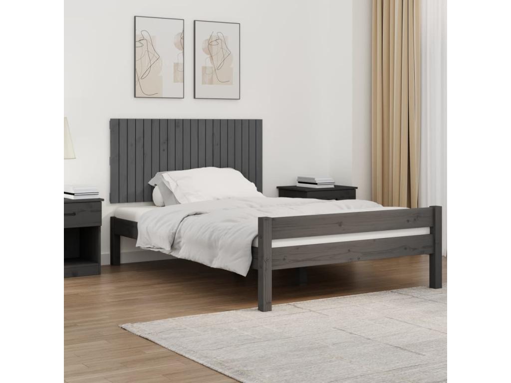 Wall-mounted headboard, grey, 127.5x3x60 cm, solid pine wood, SHLO60860