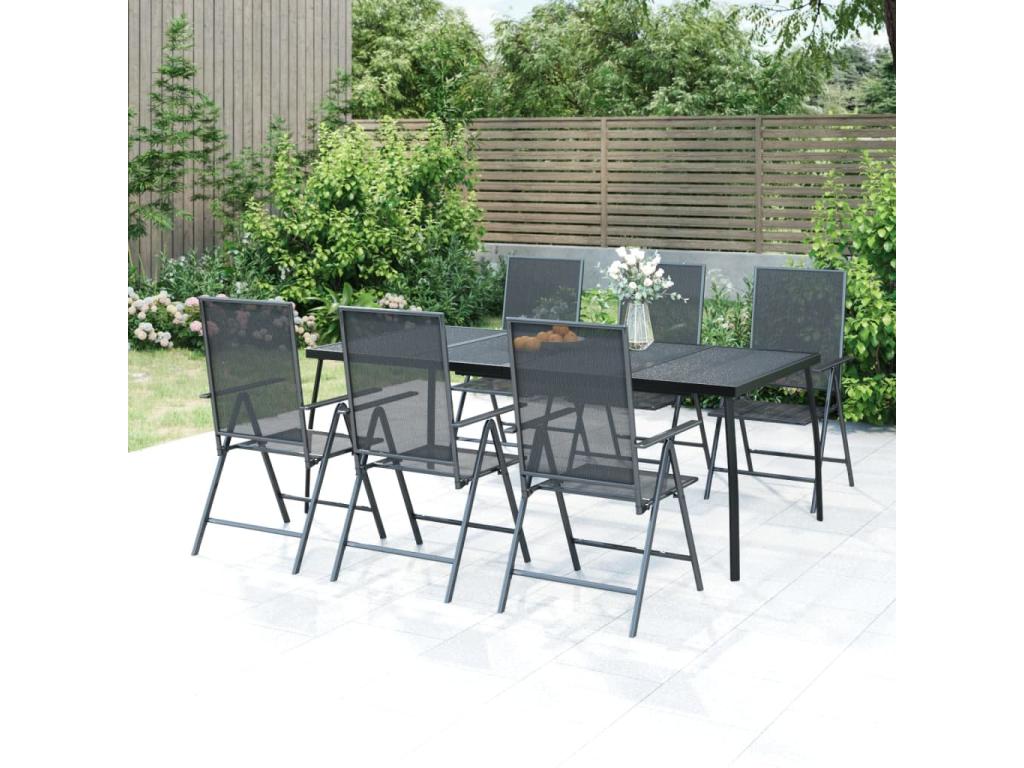 7-piece anthracite steel garden dining set VWKG84754