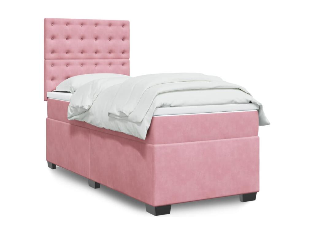 Lumenao bed base with mattress, Rose 100x200 cm Velvet GCWL62563