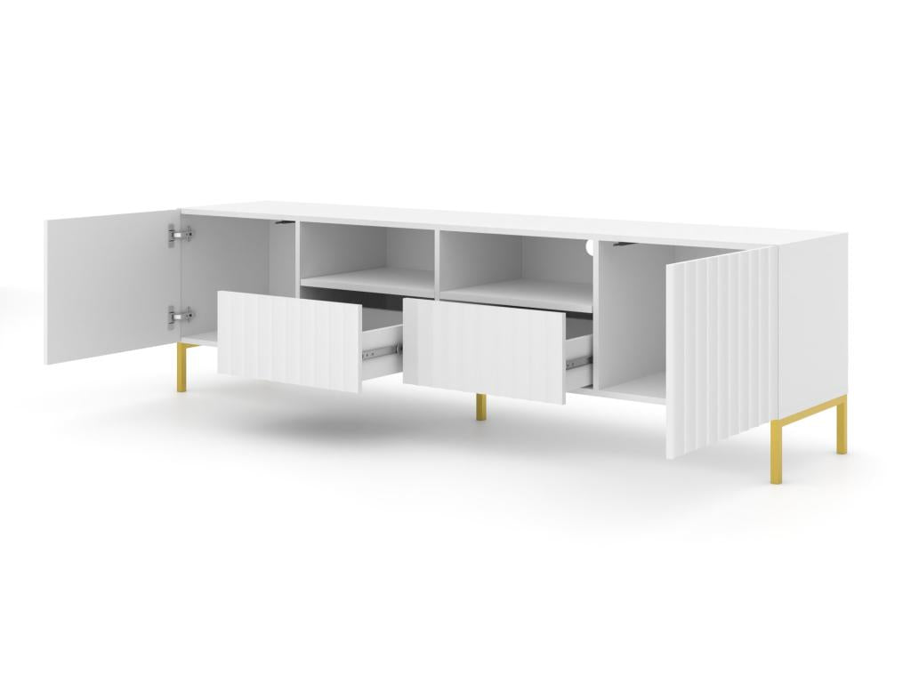 Lumenao 200cm 2D2S TV stand, matte black with gold metal legs KAIE89602