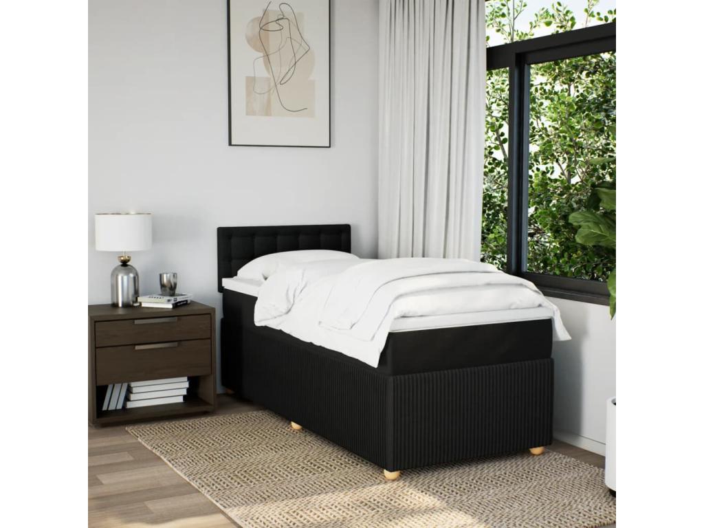 Lumenao bed base with black mattress 90x200 cm fabric IVEI22527