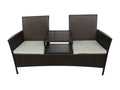 2-seater garden sofa and tea table, brown woven resin, JMVP02489