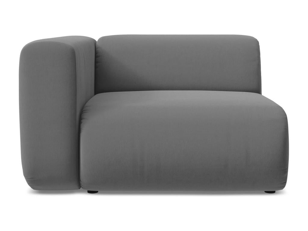 Module with left-hand armrests in velvet - grey - Lumenao WGHL66333