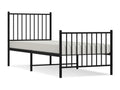 Metal bed frame with headboard and footboard, black, 75x190 LTOA89380