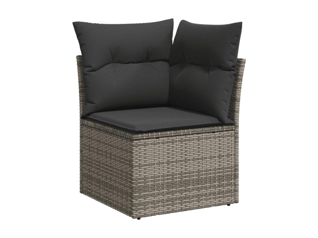 9-piece garden furniture set with grey resin wicker cushions TPAK95268