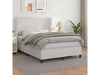 Upholstered bed base with mattress, white, 140x190cm, faux leather, EDKM38113