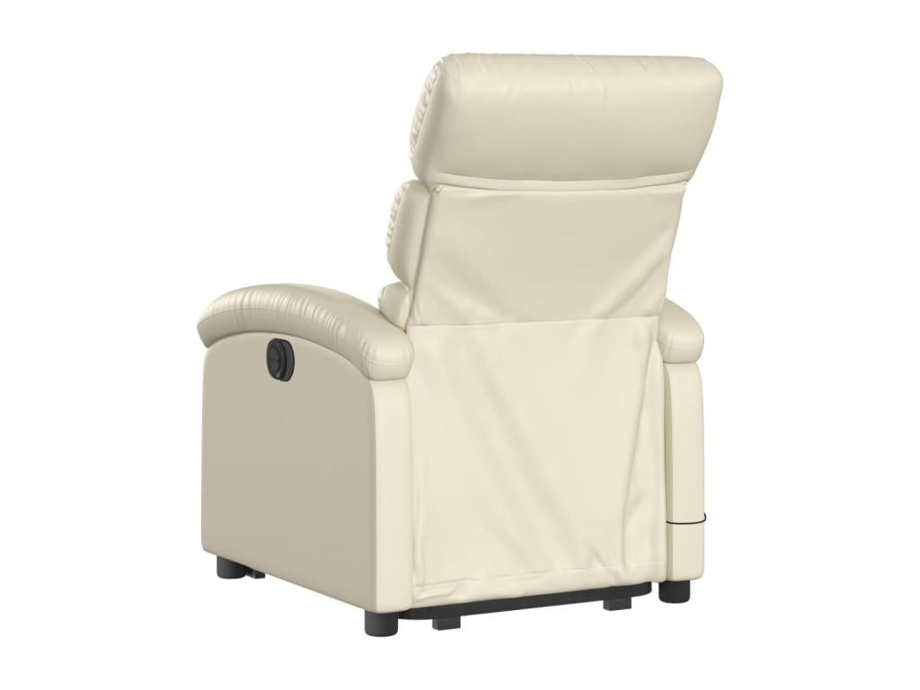 Electric reclining massage chair, cream faux leather, LXHJ87972