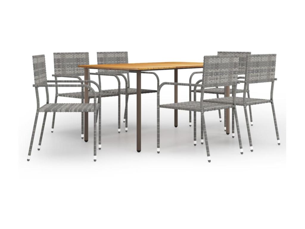 7-piece garden dining set, anthracite wicker resin, BYFD16615