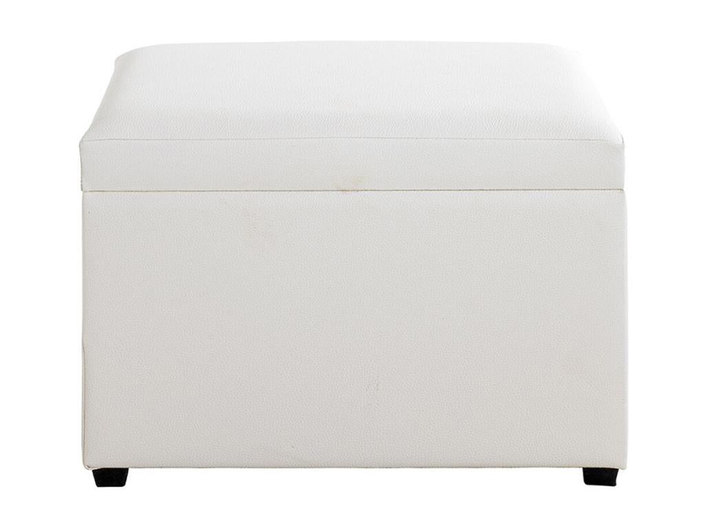 Storage chest in white and wood-effect faux leather - length 58 x depth 39 x height 42 cm XRWP08452