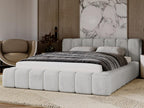Lumenao Upholstered Bed with Storage 120x200 cm Double Bed Light Grey Velvet MKEO38724