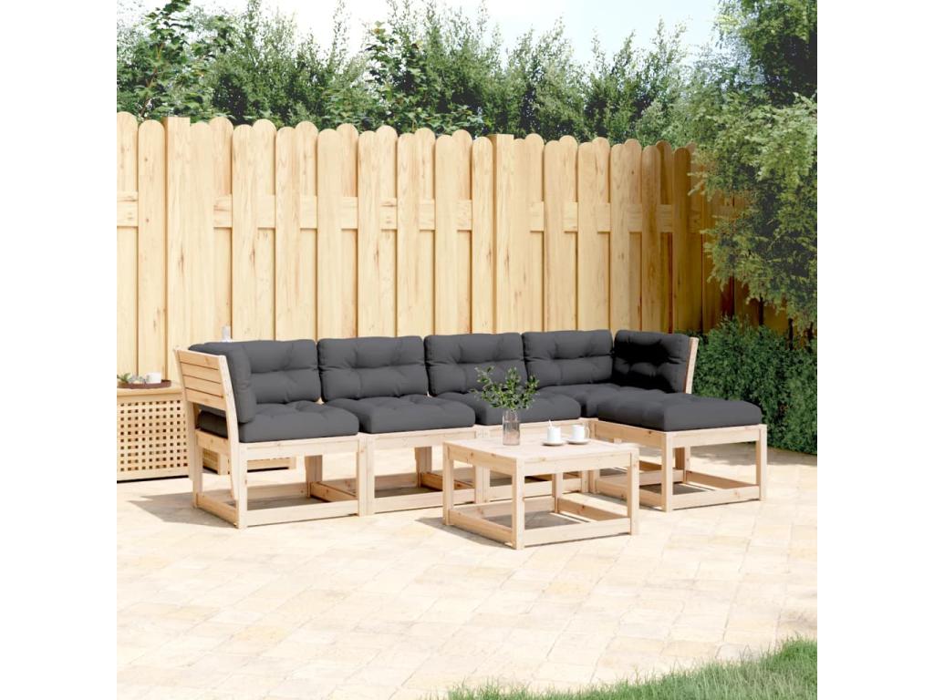 5-piece garden furniture set with cushions, solid pine wood KLSB99162