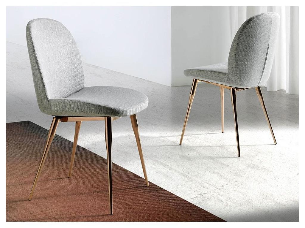Lumenao chair in grey fabric with rose gold steel legs - Set of 2 - Colour Lumenao 45 RFQL01357