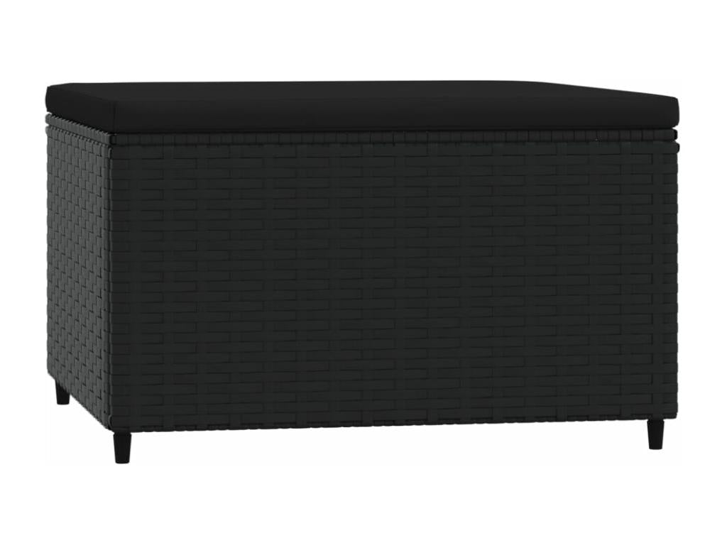 Garden footrest with cushions, 2 pcs, black woven resin HVIS80499