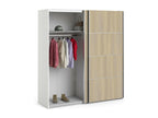 Lumenao 2-Door Wardrobe, Bedroom Furniture, Walk-in Closet, Clothes Storage, 182x64x202 cm, Oak and White, PQUA32535