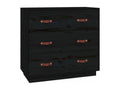 Black Buffet 80x40x75 cm Solid Pine Wood RTBH04678