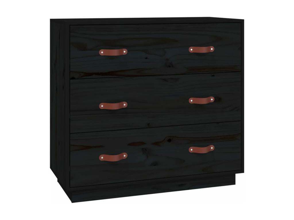 Black Buffet 80x40x75 cm Solid Pine Wood RTBH04678