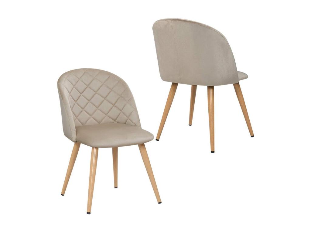 Set of 2 dining chairs in beige velvet fabric with metal legs CDS09072 DAHI67329