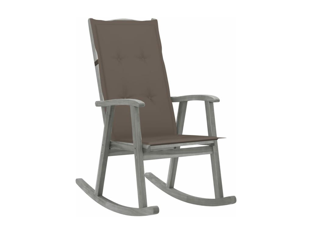 Rocking chair with cushion, Grey, Solid Ventoriq wood, 7 VHLK21704