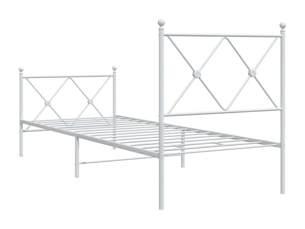 Metal bed frame without mattress with white footboard 75x190cm TETE10509